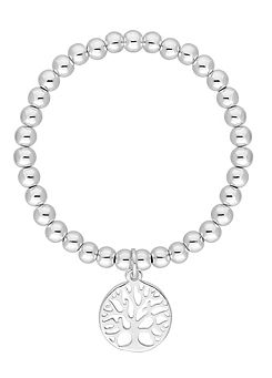 Jon Richard Silver Plated Polished Tree of Love Stretch Bracelet