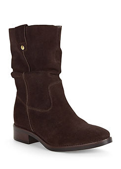 Kaleidoscope Brown Suede Pull-On Slouch Mid-Boots