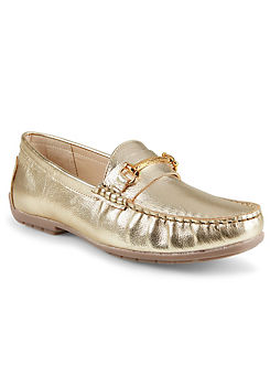 Kaleidoscope Gold Leather Snaffle Loafers
