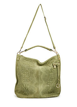 Kaleidoscope Italian Leather Green Embossed Shoulder Bag