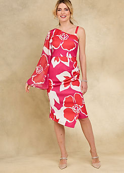 Kaleidoscope Pink Floral Print One Shoulder Dress