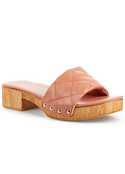 Kaleidoscope Soft Peach Quilted Wooden Look Mules