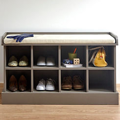 Kempton Hallway Wall Coat Rack Shelf & Shoe Bench Cabinet