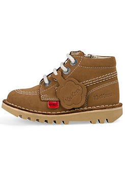 Kickers Junior ’Kick Hi’ Zip Tan Leather Kids Boots