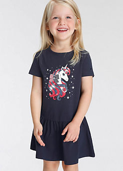 Kidsworld Unicorn Print Jersey Dress