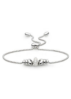 Kit Heath Rhodium Plated Sterling Silver and Pave Cubic Zirconia Coast Tumble Glisten Toggle Bracelet