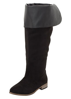 Knee Length Foldable Wide Leg Boots