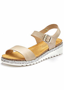 LASCANA Leather Sandals with Cork Footbed