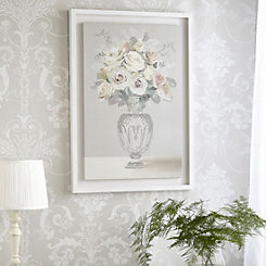 Laura Ashley Rose Bouquet Vase Floral Framed Floating Canvas