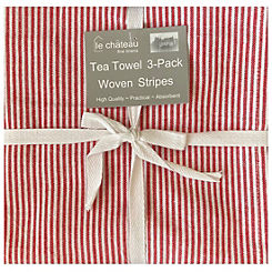 Le Chateau Set of 6 Red Woven Stripe Tea Towels