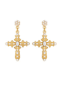 Lipsy Gold Cross Earrings