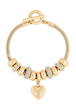 Lipsy Gold T-Bar Coin Charm Bracelet