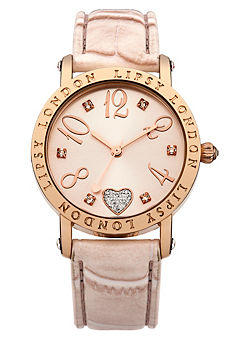 Lipsy Nude Strap with Pale Rose Gold Sunray Dial