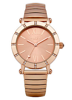 Lipsy Rose Gold Expander Watch with Pale Rose Gold Sunray Dial