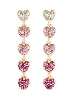 Lipsy Rose Gold Plated Micro Pave Tonal Pink Drop Earrings