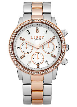 Lipsy Two-Tone Bracelet Watch with White Sunray Dial