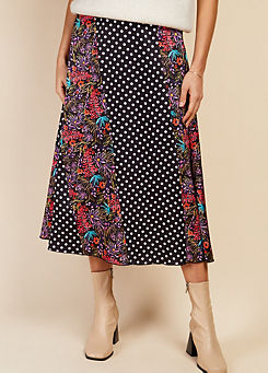 Little Mistress Floral & Spot Print Midi Skirt by Vogue Williams