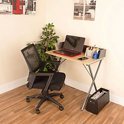 Loft Office Oak Effect Study Desk With Grey Legs