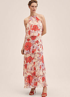 Mango Tiered Floral Print Maxi Dress