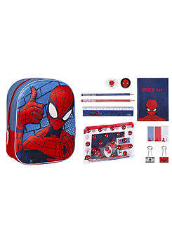 Marvel Spiderman Twin Set of 3D Backpack and School Stationery Set