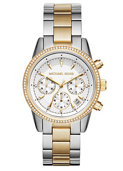 Michael Kors Ladies Ritz Two Tone Chronograph Bracelet Watch