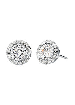 Michael Kors Sterling Silver and Cubic Zirconia Round Stud Earrings