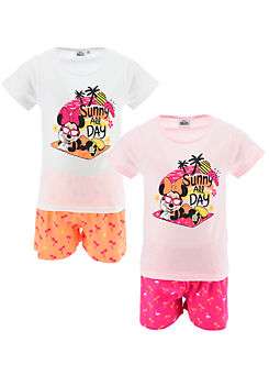 Mickey Mouse Minnie Sunny All Day Pack of 2 T-Shirt Pyjama Sets