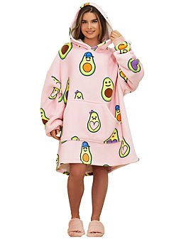 Online Home Shop Avocado Printed Hoodie Blanket