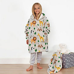 Online Home Shop Kids Safari Printed Hoodie Blanket