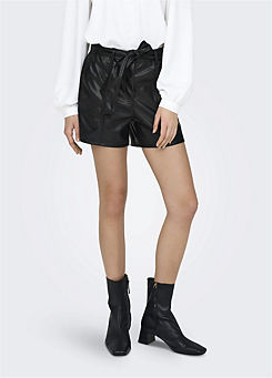 Only Faux Leather Belted Shorts