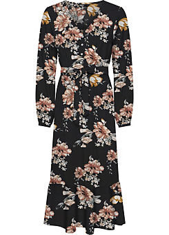 Only Floral Print Long Sleeve Dress