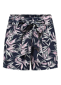 Only Printed Elasticated Waist Shorts with Tie Belt