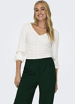 Only ’Mai’ Ruched Textured V-Neck Top