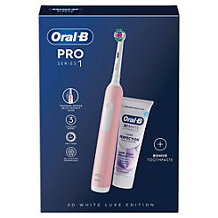 Oral-B Pro Series 1 Pink Electric Toothbrush + Toothpaste, Designed by Braun