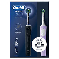 Oral-B Vitality Pro Dual Pack Electric Toothbrushes, 2 Toothbrush Heads, Designed By Braun