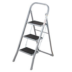 Our House Rubber Tread Steel 3 Tier Step Ladder