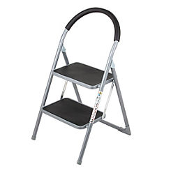 Our House Wide Rubber Tread Steel 2 Tier Step Ladder