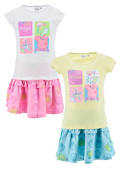 Pack of 2 Peppa Pig Seaside Kids T-Shirt & Skirt Set