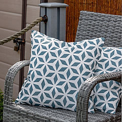 Pair of Grey & White Geometric Pattern Scatter Cushions
