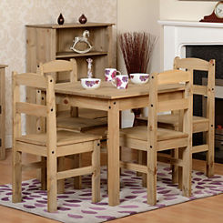 Panama Pine Rectangular Table & 4 Chairs Dining Set