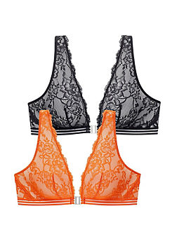 Petite Fleur Pack of 2 Front Fastening Lace Bralettes