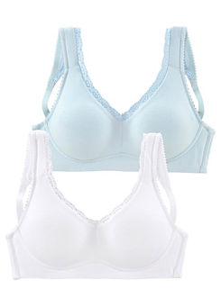 Petite Fleur Pack of 2 Non-Wired Lace Trim Bras
