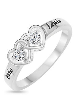 Precious Sentiments Personalised Sterling Silver & Cubic Zirconia Heart ring