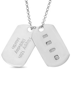 Precious Sentiments Personalised Sterling Silver Mens Double Dog Tag