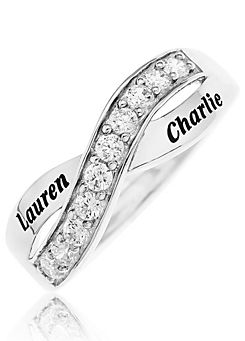 Precious Sentiments Personalised Sterling Silver and CZ Half Twist Eternity Ladies Ring