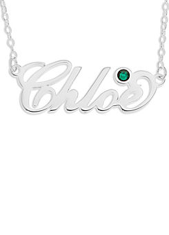 Precious Sentiments Sterling Silver Crystal Set Name Plate Necklace