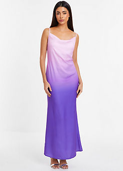 Quiz Purple Ombre Satin Strappy Slip Dress