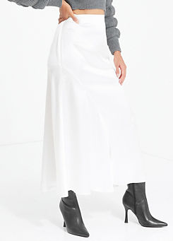 Quiz White Satin Midaxi Skirt