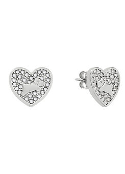 Radley London Silver Plated Pavé Stone Heart Earrings