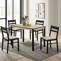 Radley Wooden Table & 4 Black Chairs Dining Set